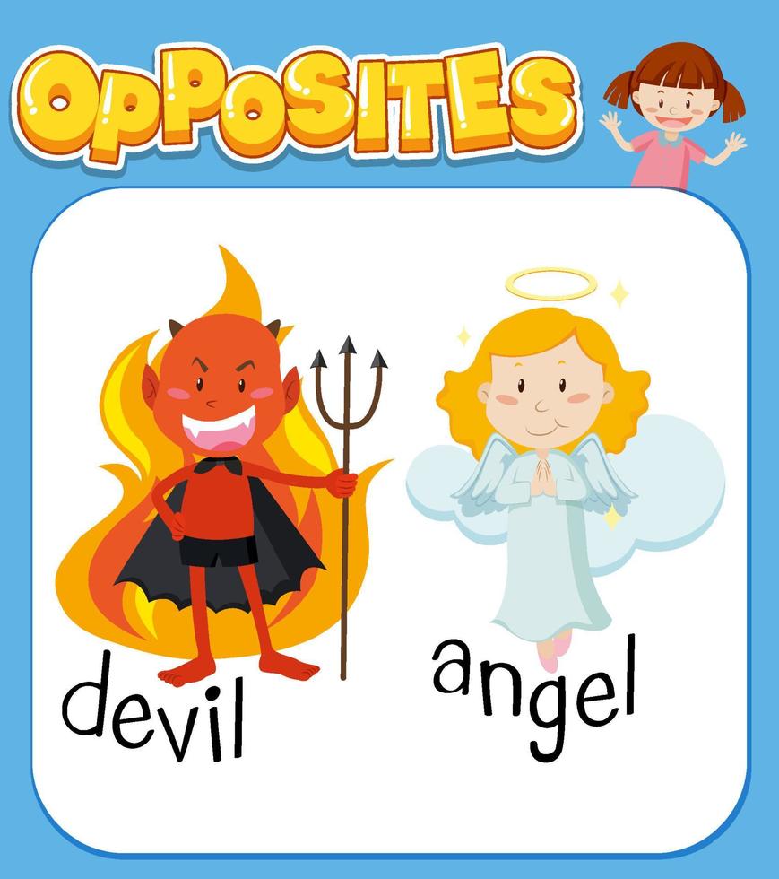 palabras opuestas para diablo y angel vector