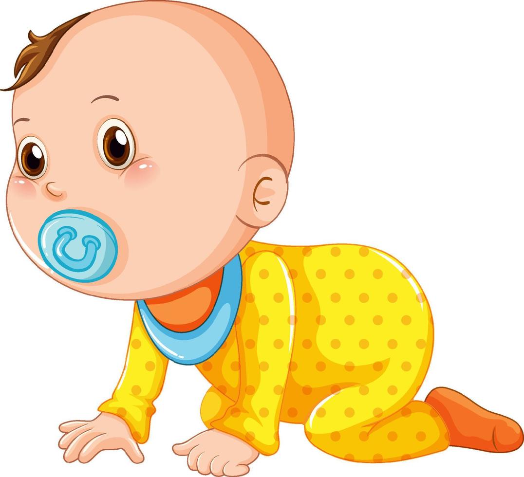Cute baby crawling cartoon character vector