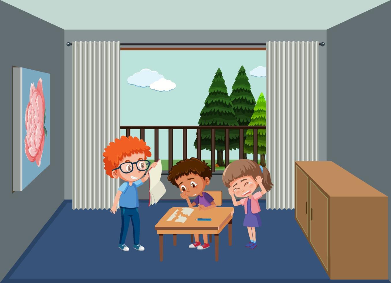 Stop bullying concept with cartoon character vector