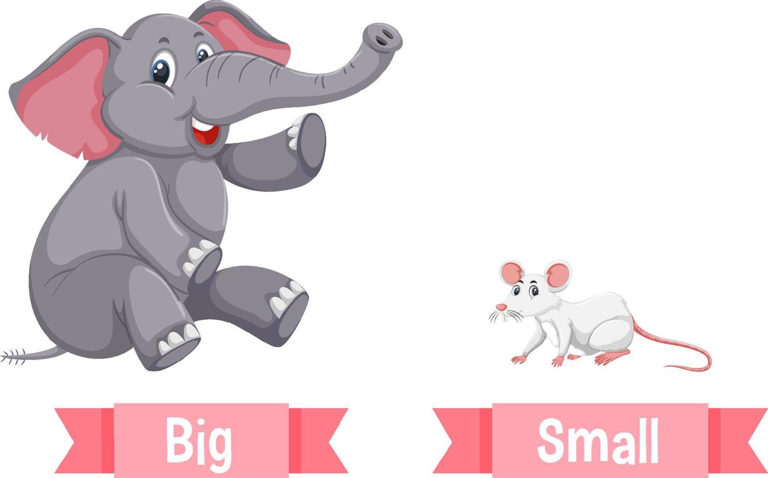 Opposite big and small, Opposite English Words big and small on