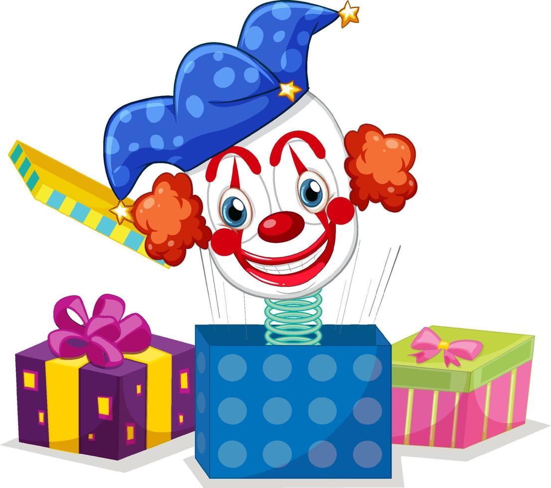 Clown jack in the box toy vector