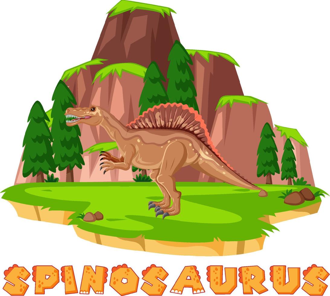 Prehistoric island with spinosaurus vector