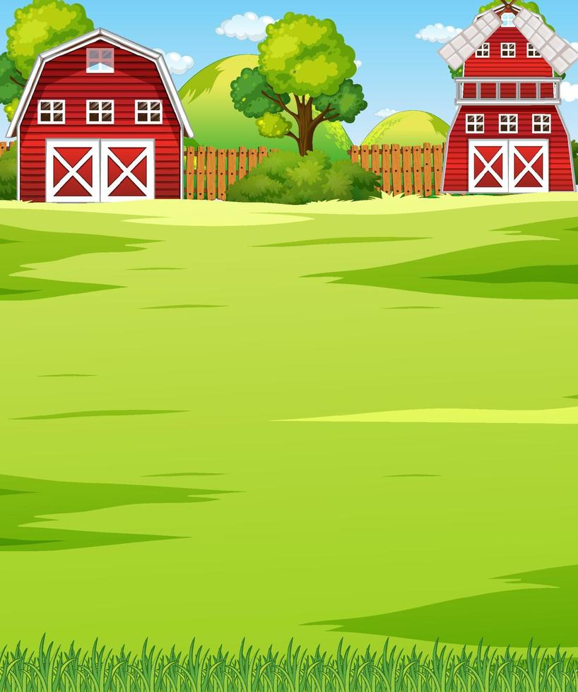 paisaje de la escena de la granja con granero vector