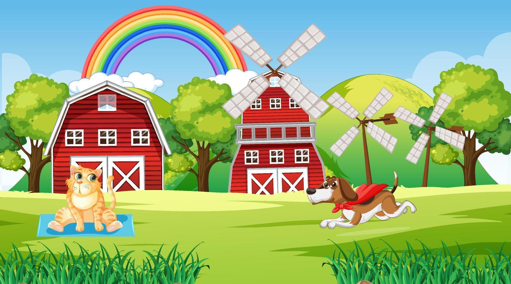 Set of different domestic animals in farm vector