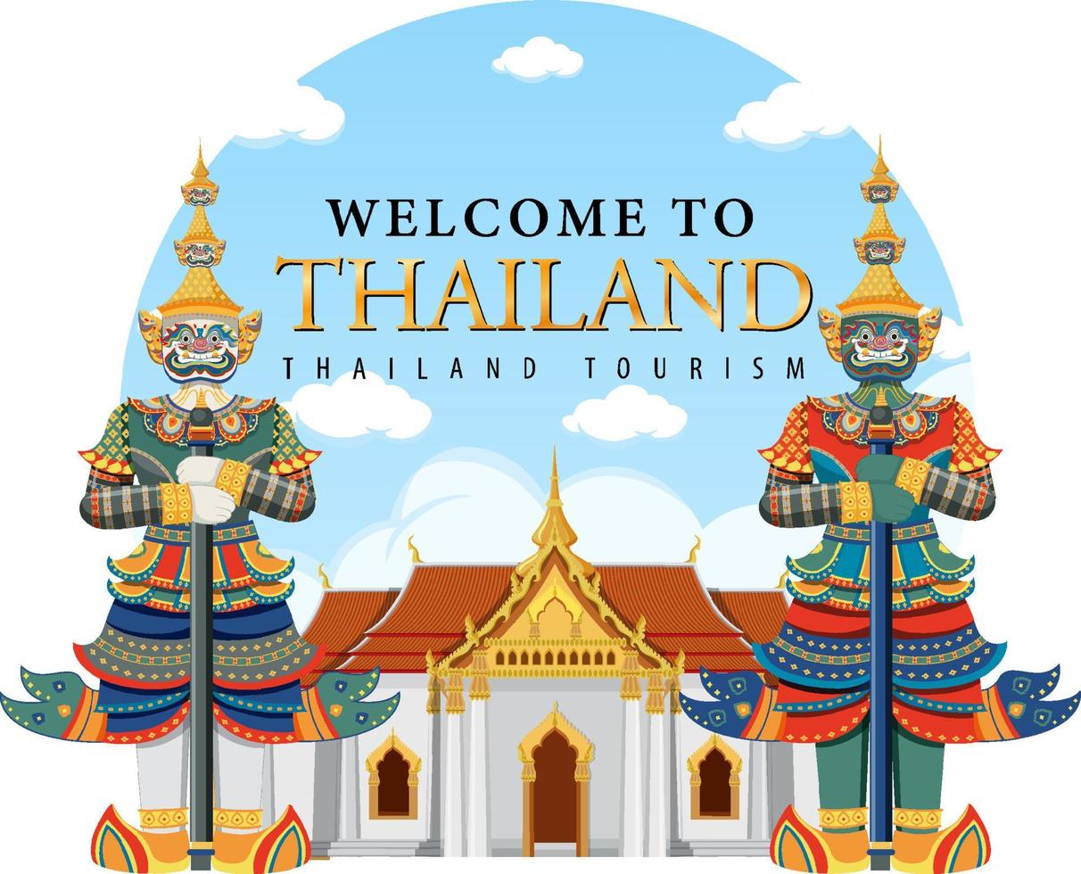 Demonios gigantes Tailandia atracción e icono de paisaje en plantilla de círculo vector