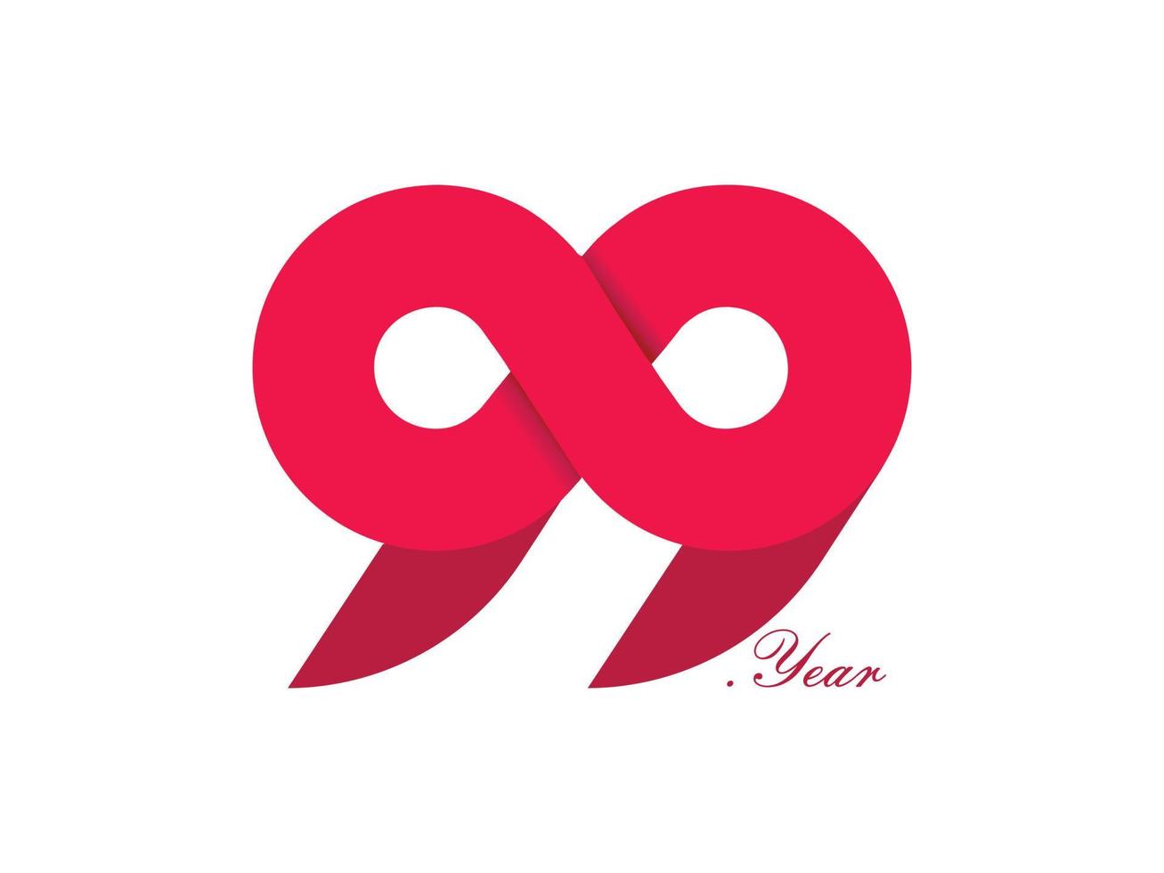 Diseño del logotipo del 99 aniversario. diseños de logotipo rojo 99. feliz año 99. vector