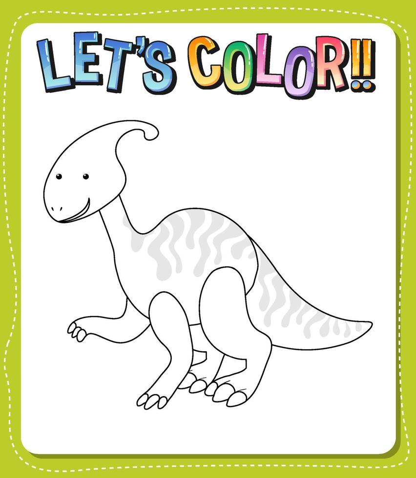 Worksheets template with lets color text and dinosaur outline vector