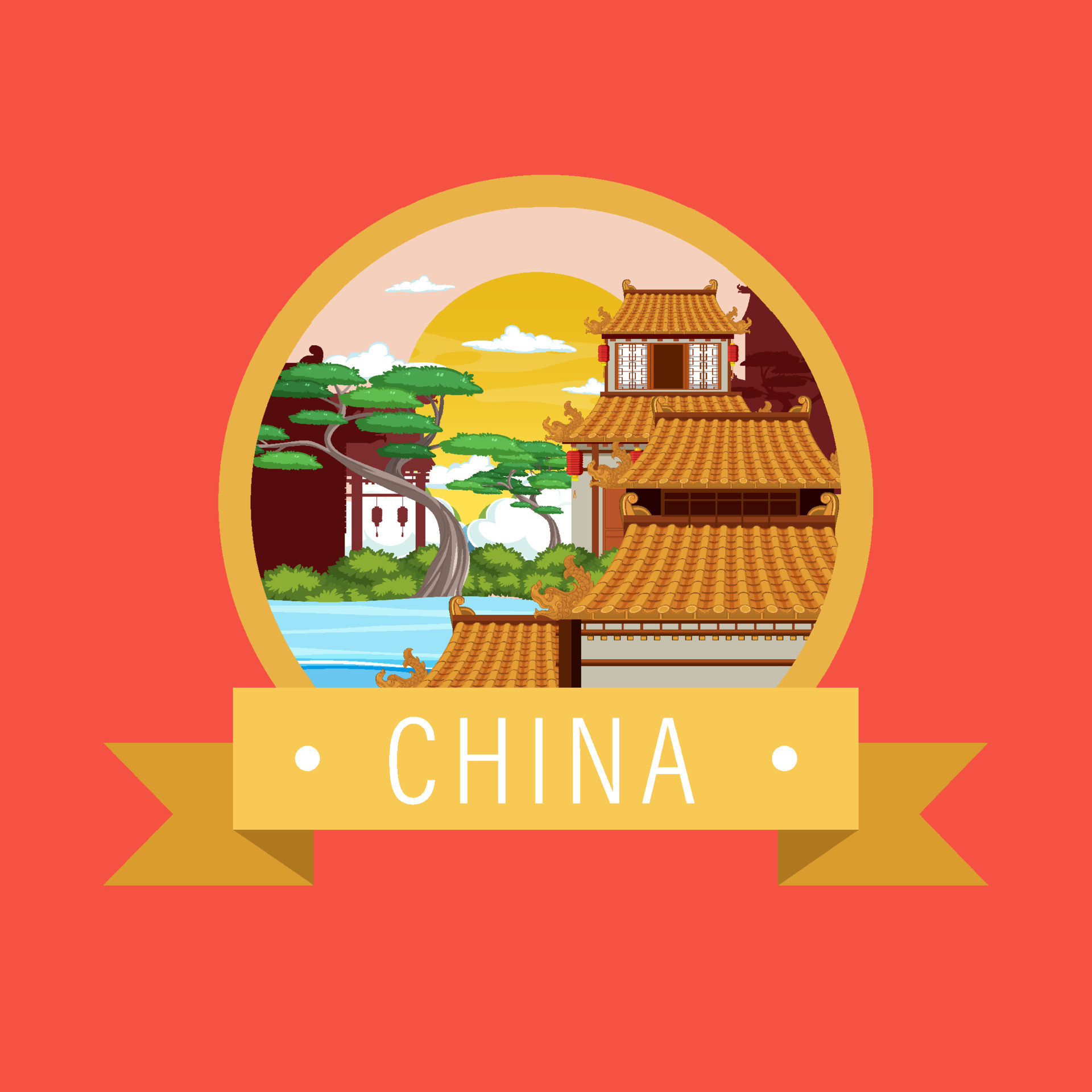 Travel China attraction and landscape icon 6928489 Vector Art at Vecteezy