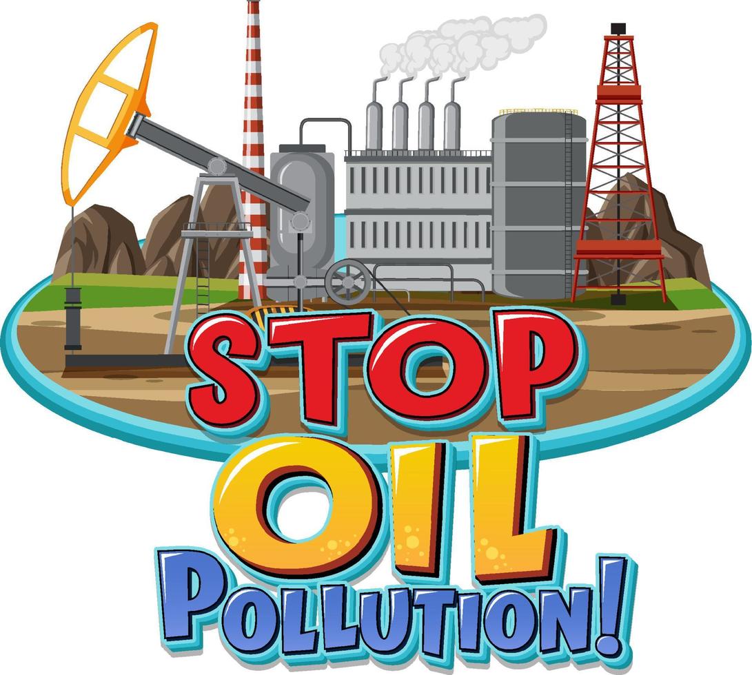 Stop drilling cartoon word logo design vector