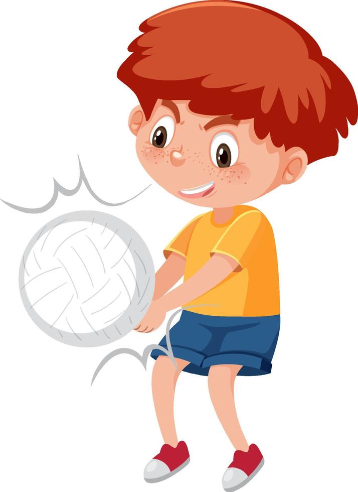 un niño jugando al personaje de dibujos animados de voleibol vector