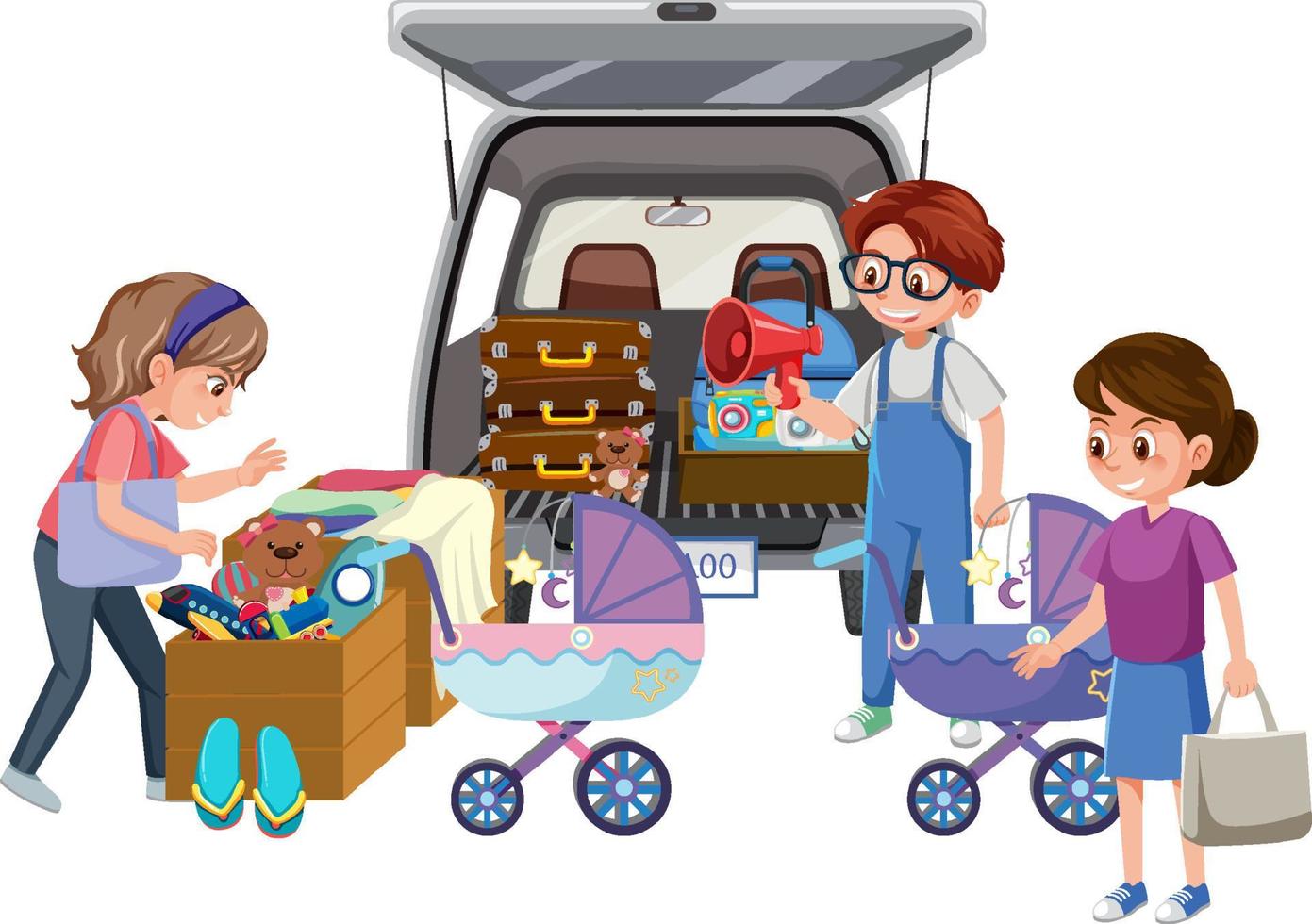 Outdoor shops at flea market vector