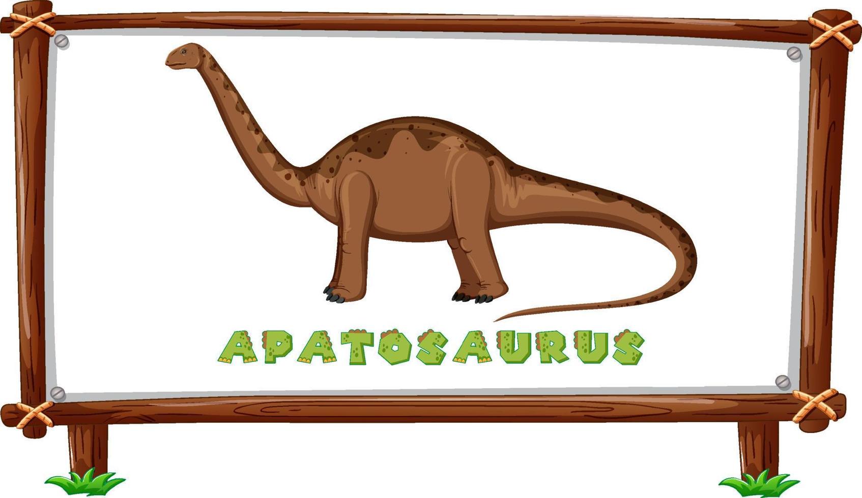 plantilla de marco con dinosaurios y diseño de apatosaurio de texto dentro vector