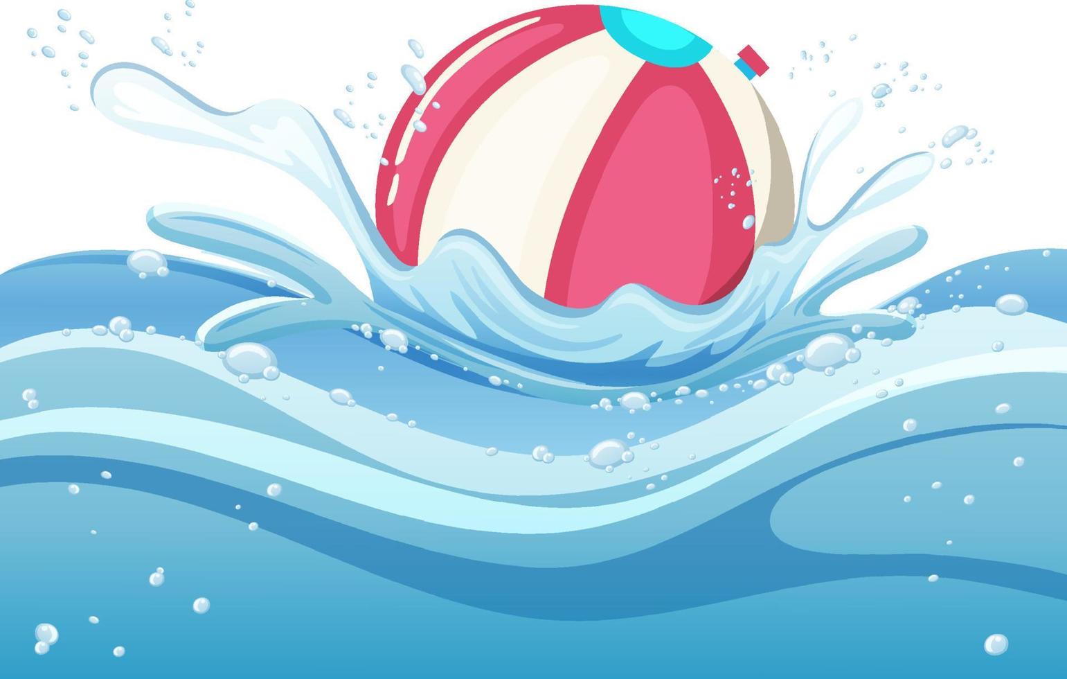 A water splash with ball on white background vector