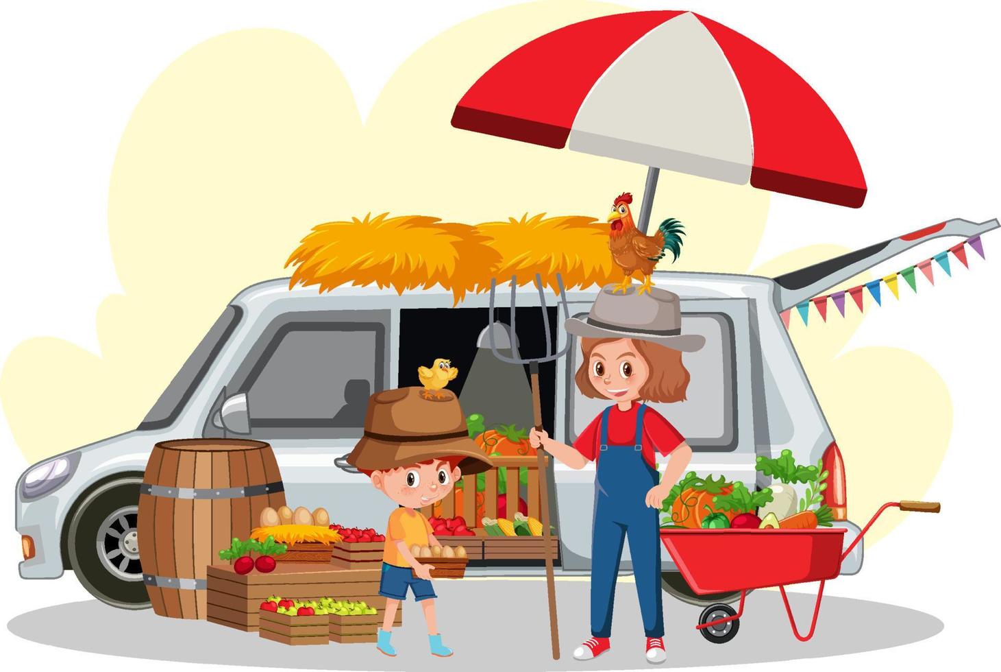 Flea market concept with fresh market vector