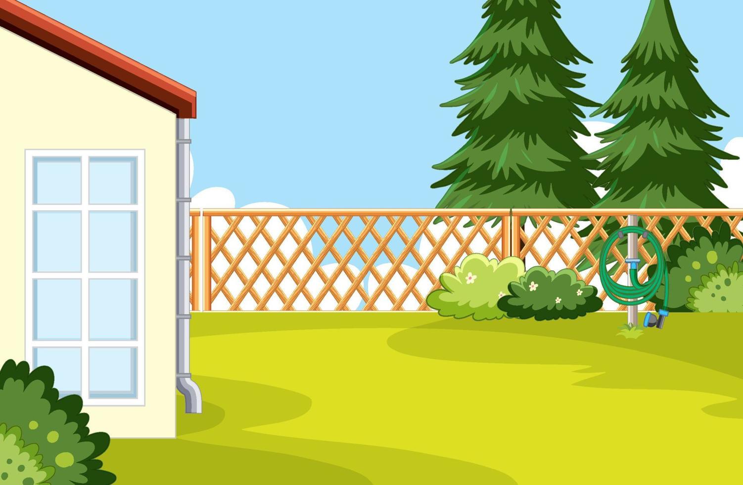 Scene of backyard with a fence vector