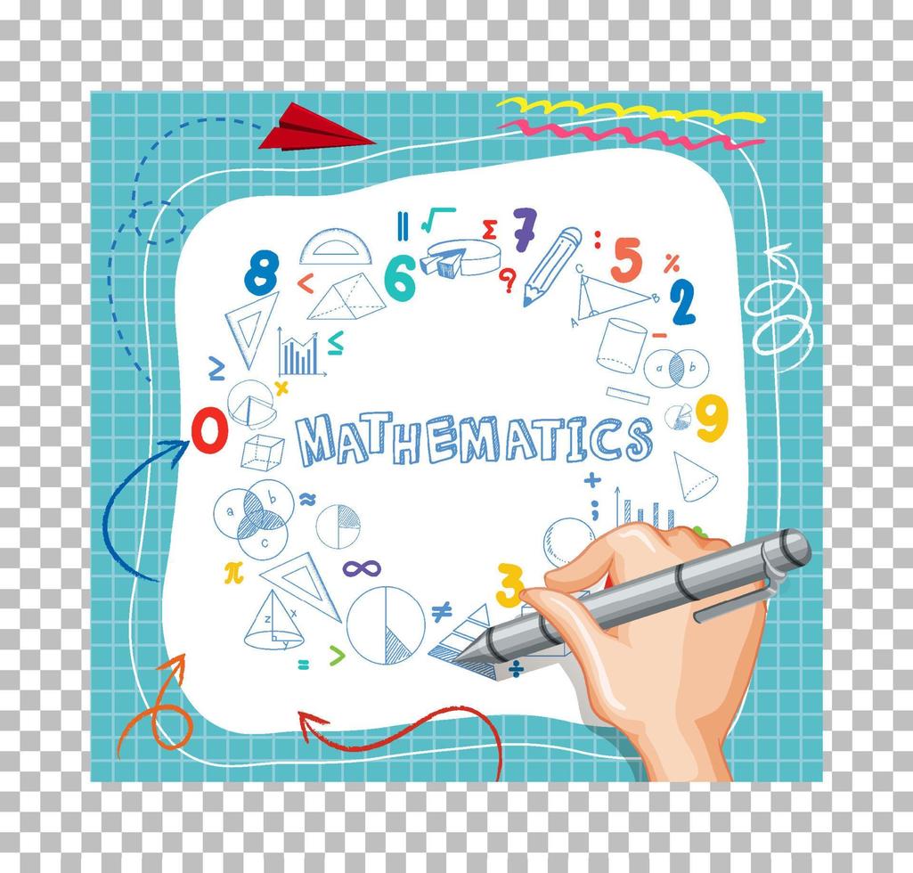 Hand writing math formula on paper note with grid background vector