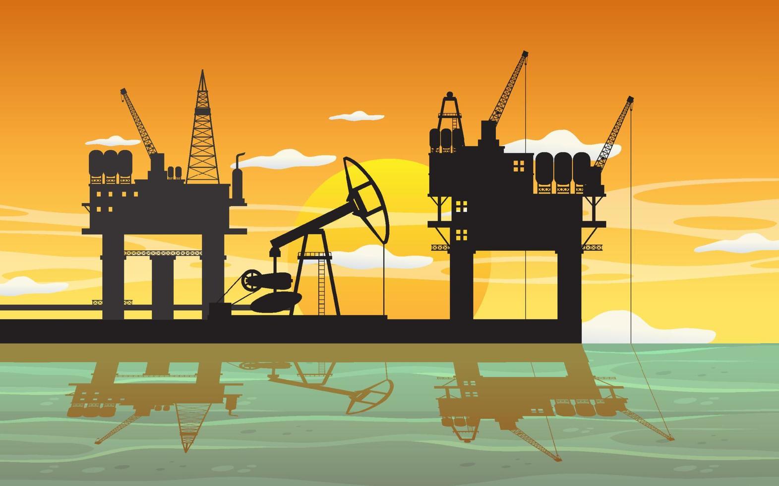 Petroleum industry concept with offshore oil platform vector