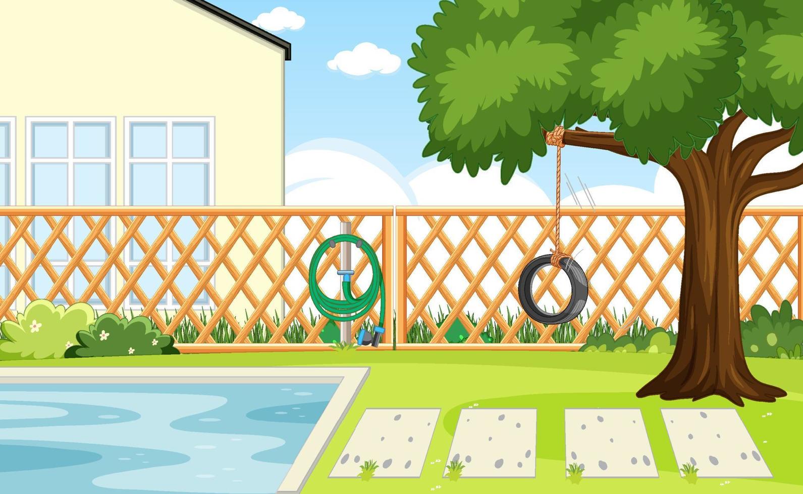 Scene of backyard with a fence vector