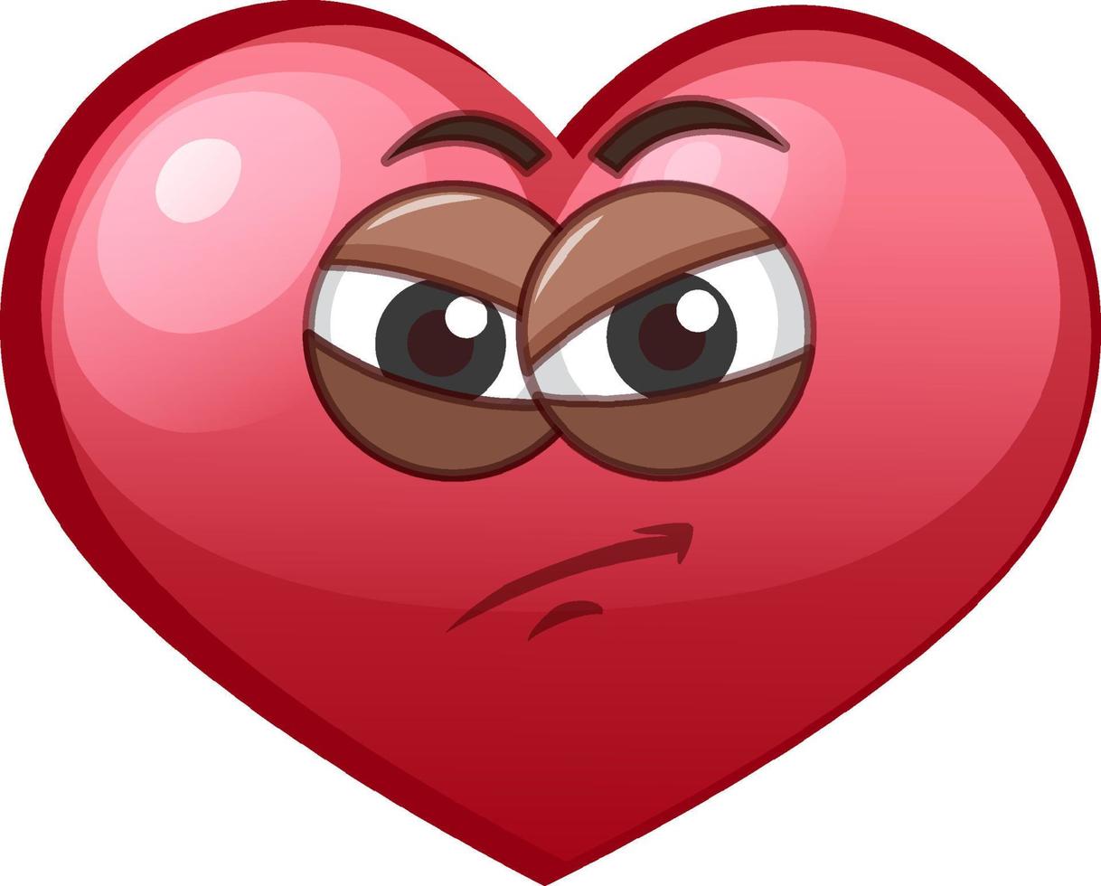 Angry heart emoticon on white background vector