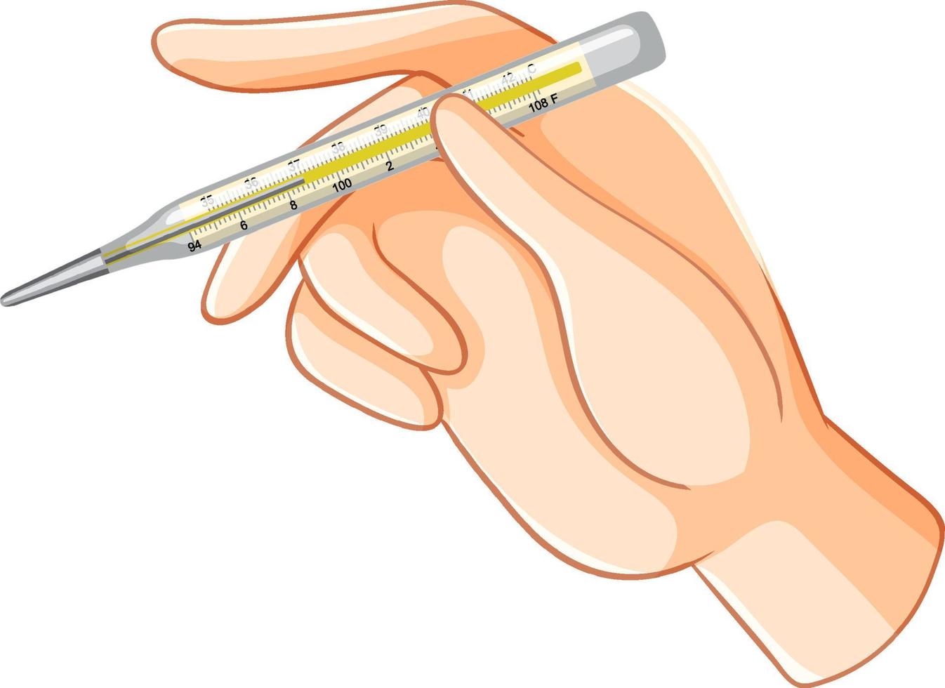 Hand holding thermometer mercury vector