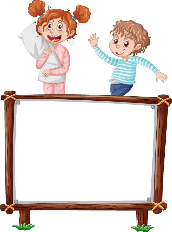 Board template with happy kids vector