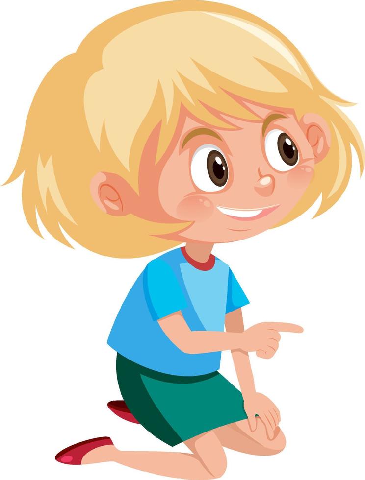 Set of girls sitting on white background vector