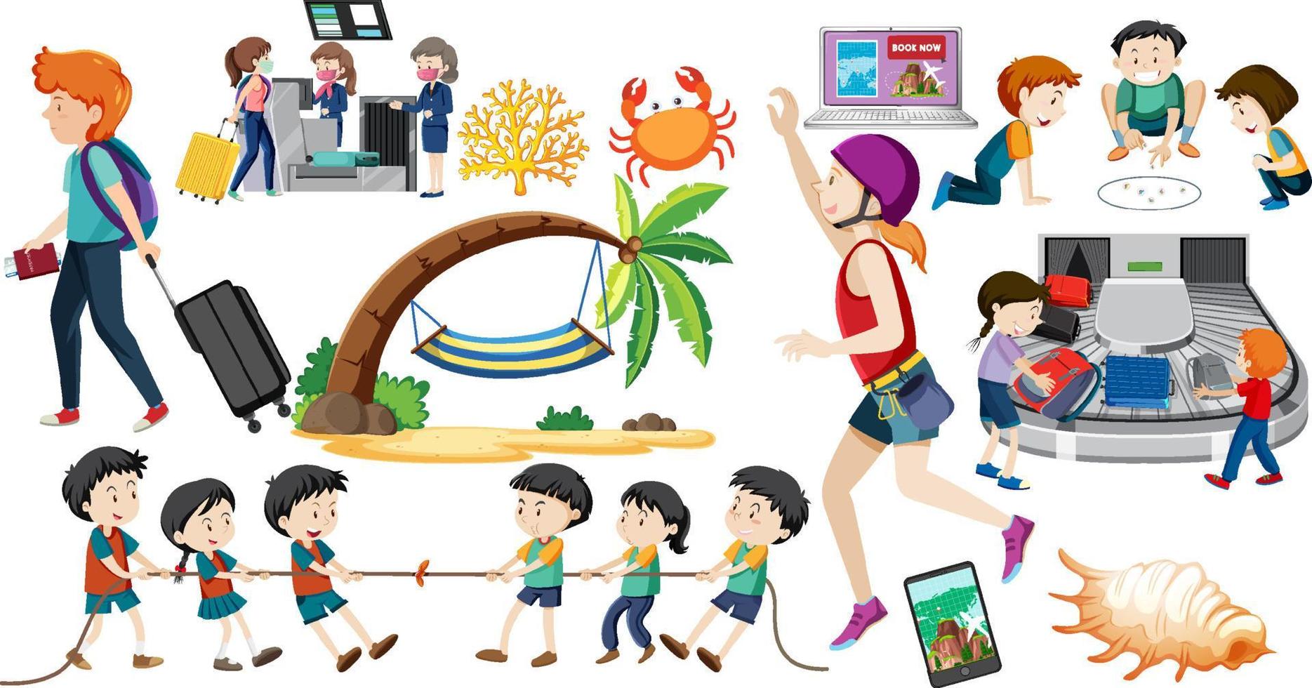 Set of people doing different activities vector