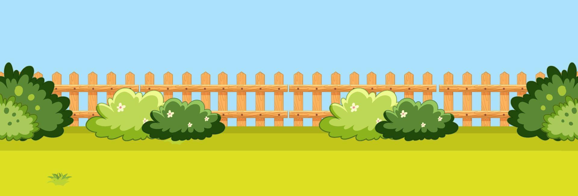 Scene of backyard with a fence vector