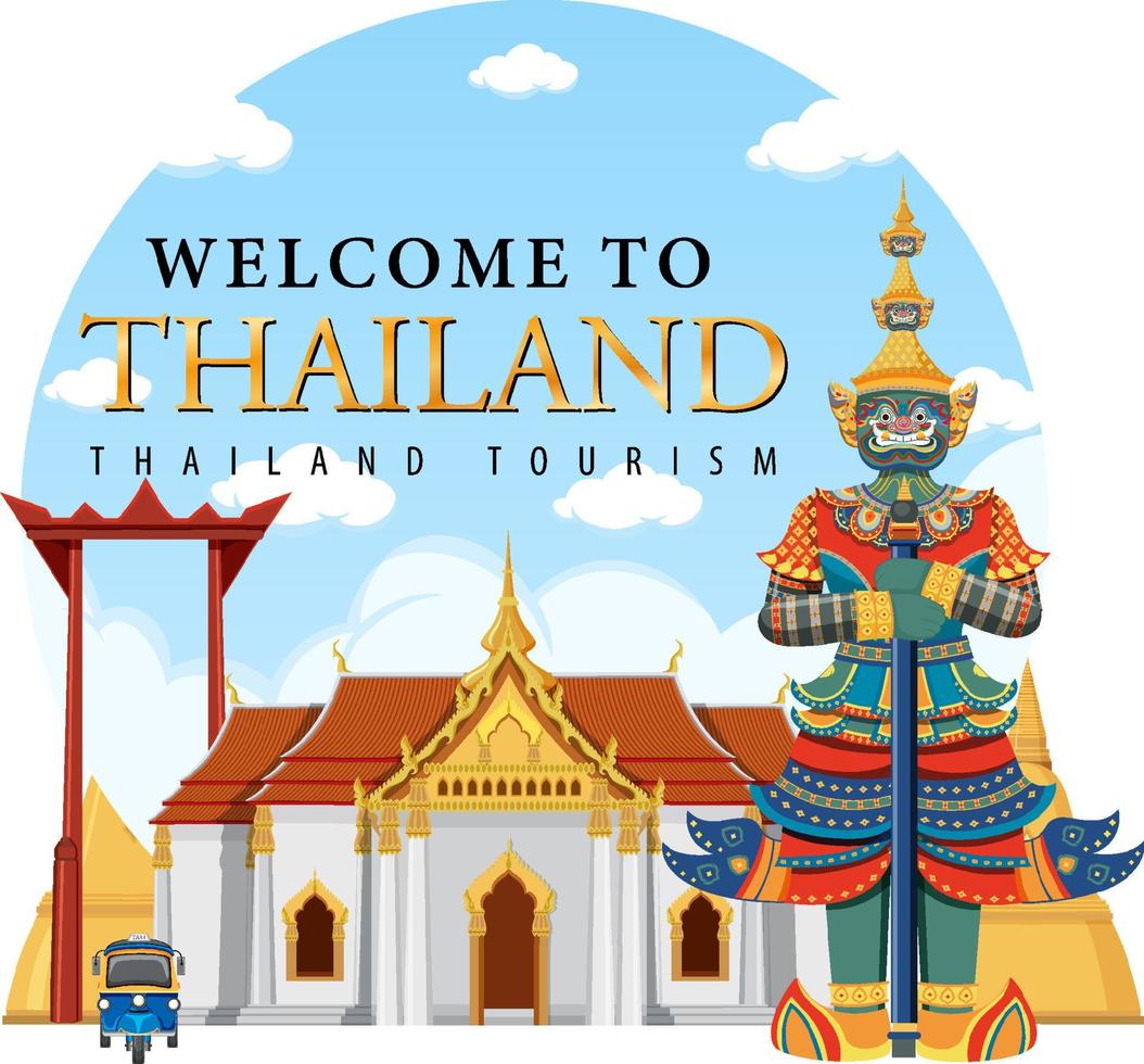 Giant demons Thailand attraction and landscape icon vector