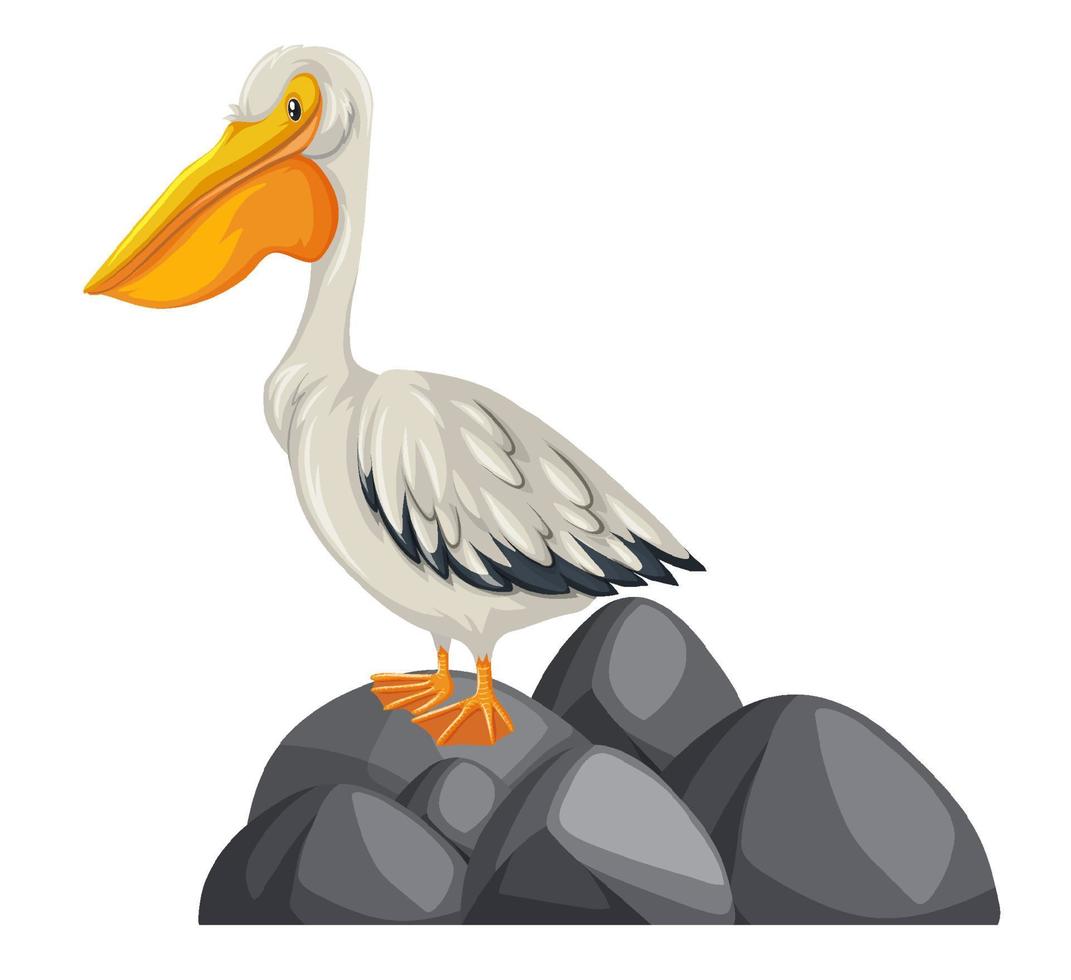 A pelican with nature element on white background vector