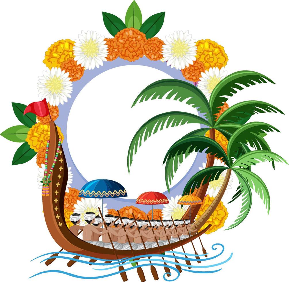 Indian theme with people rowing boat vector