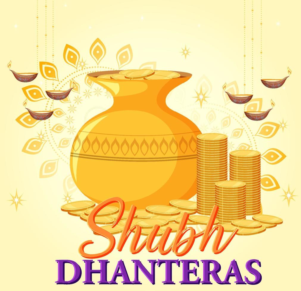 Hindu Shubh Dhanteras day icon vector