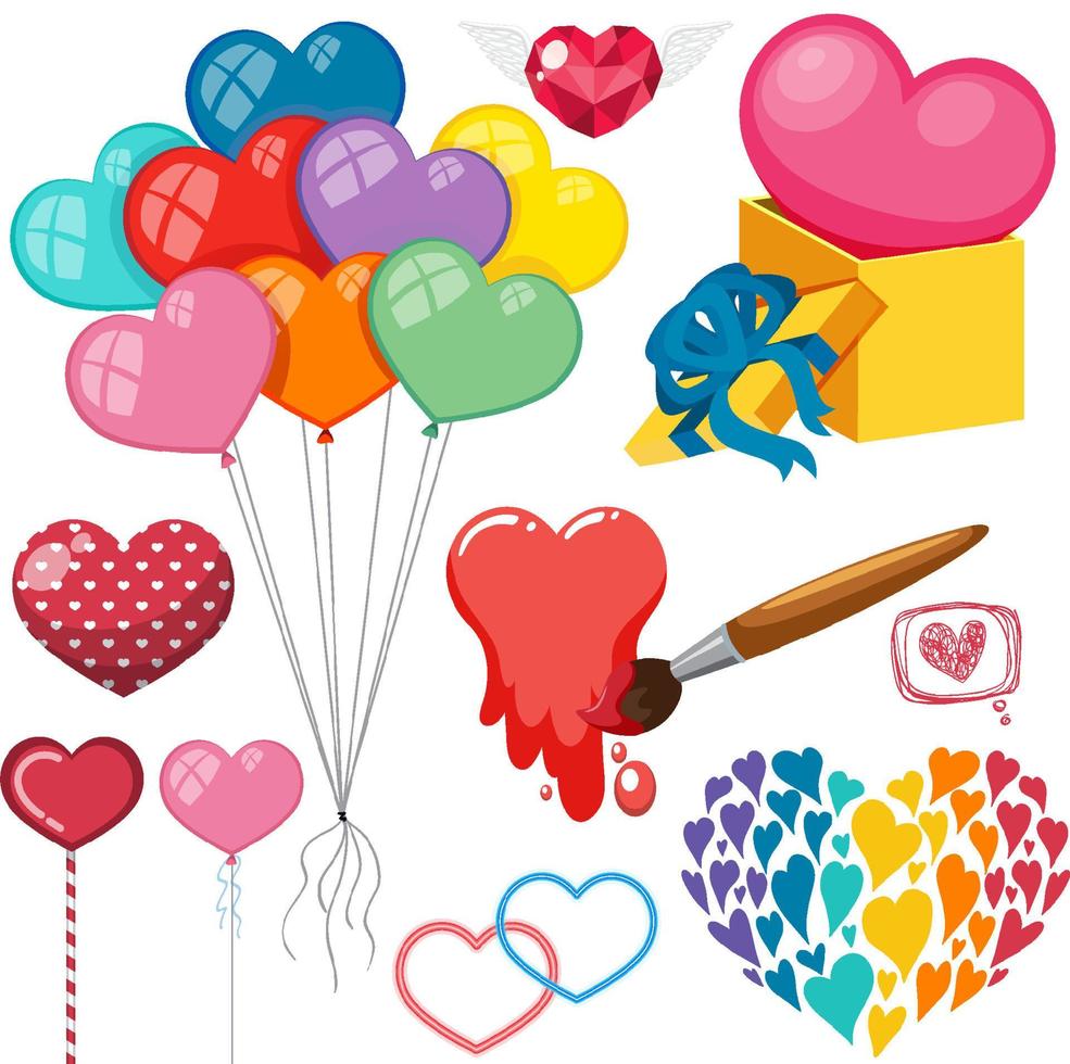 Collection of valentine objects and symbols vector