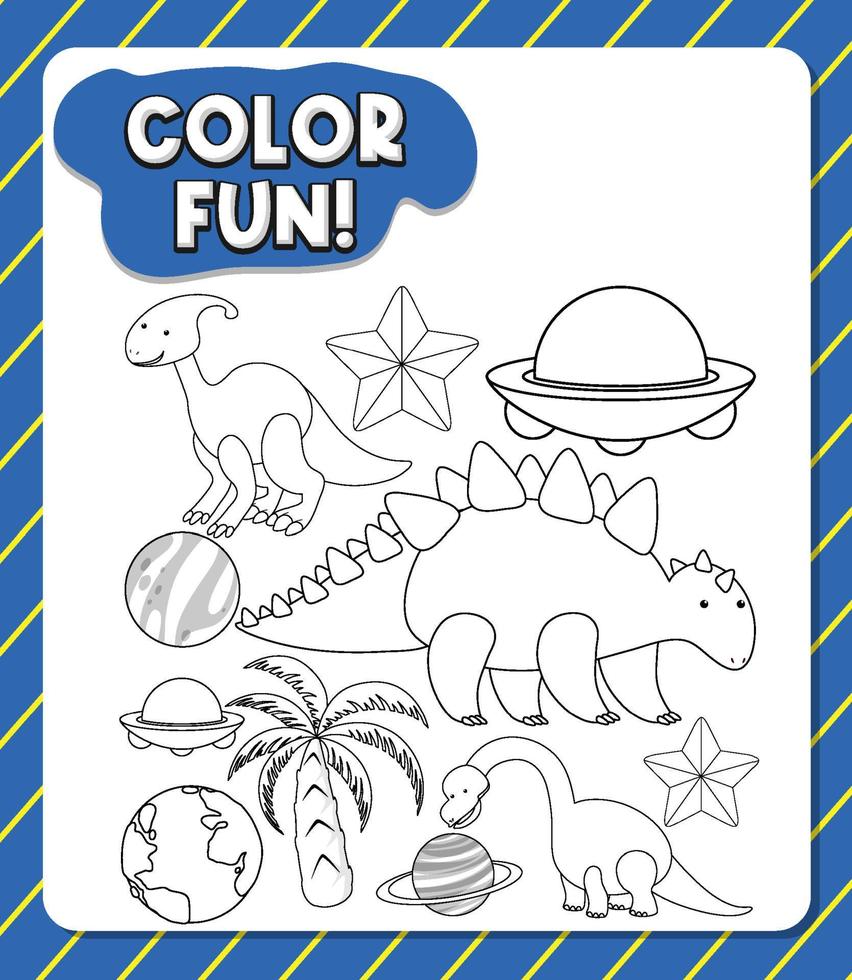 Worksheets template with color fun text vector