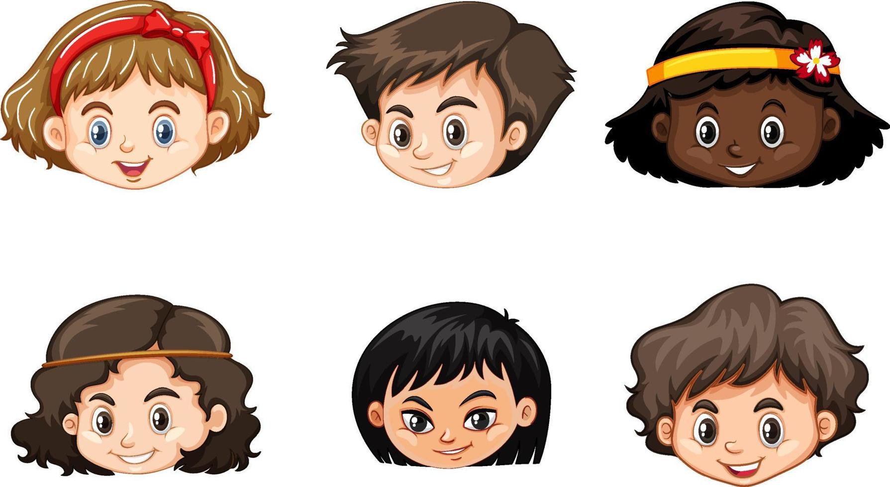 A Set of kid's head emotion on white background vector