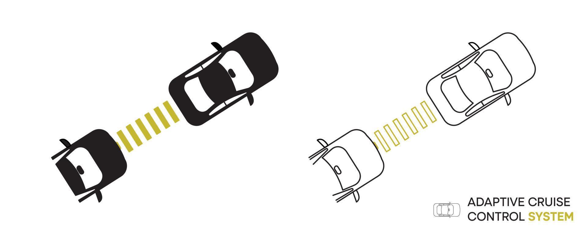 Car security systems icon design. The adaptive cruise control symbol will follow the vehicle ahead. Maintaining the following distance. Editable line icon. vector