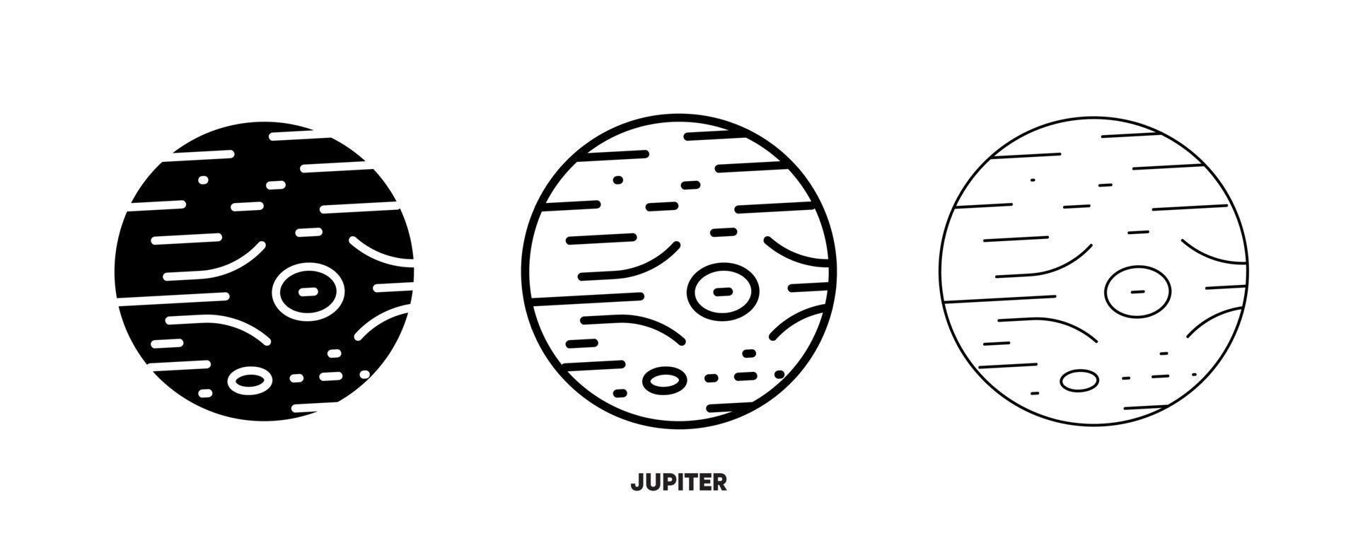 Jupiter planet icon vector. Simple planet Jupiter sign in modern design style and logo art for website and mobile app. Editable drawing and silhouette in one. vector