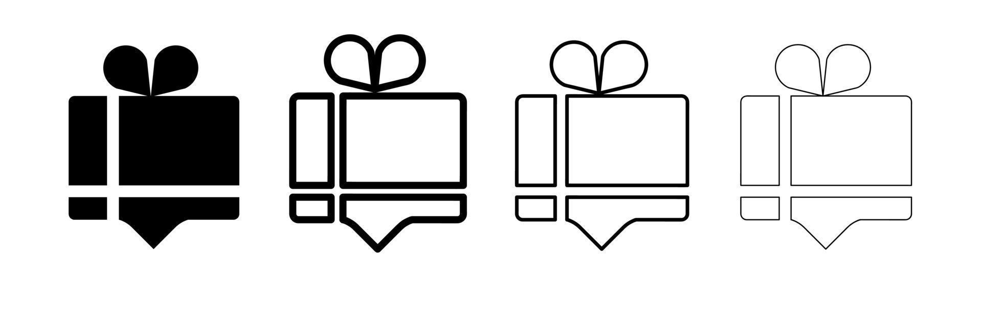 Square gift wrap icon with space for speech. Gift wrap location. Similar sets of various speech buttons. Editable drawing. Vector on a white background.