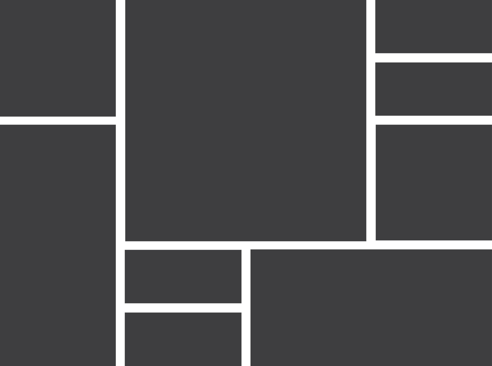 Empty photo frame collage of nine parts. Poster frame mockup. Vector