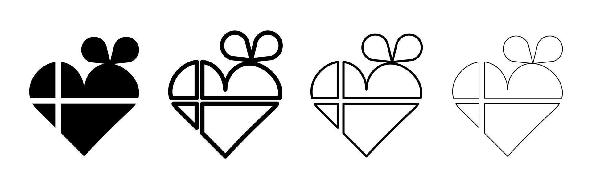 Gift wrap icons with space for speech. Gift wrap place with heart. Similar sets of various speech buttons. Editable drawing. Vector on a white background.