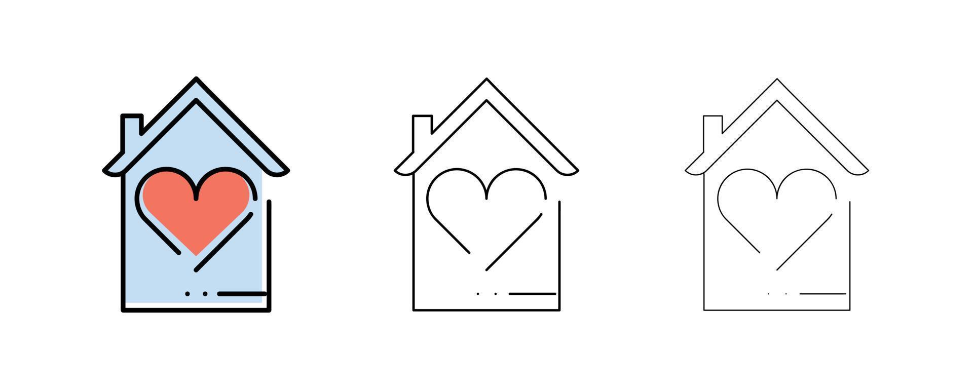 Love, heart symbol inside a house. Love line icons. Couple, Romance and Heart reviews. Valentine's day poems. Quality design elements. Editable contour. Modern line art icon. vector