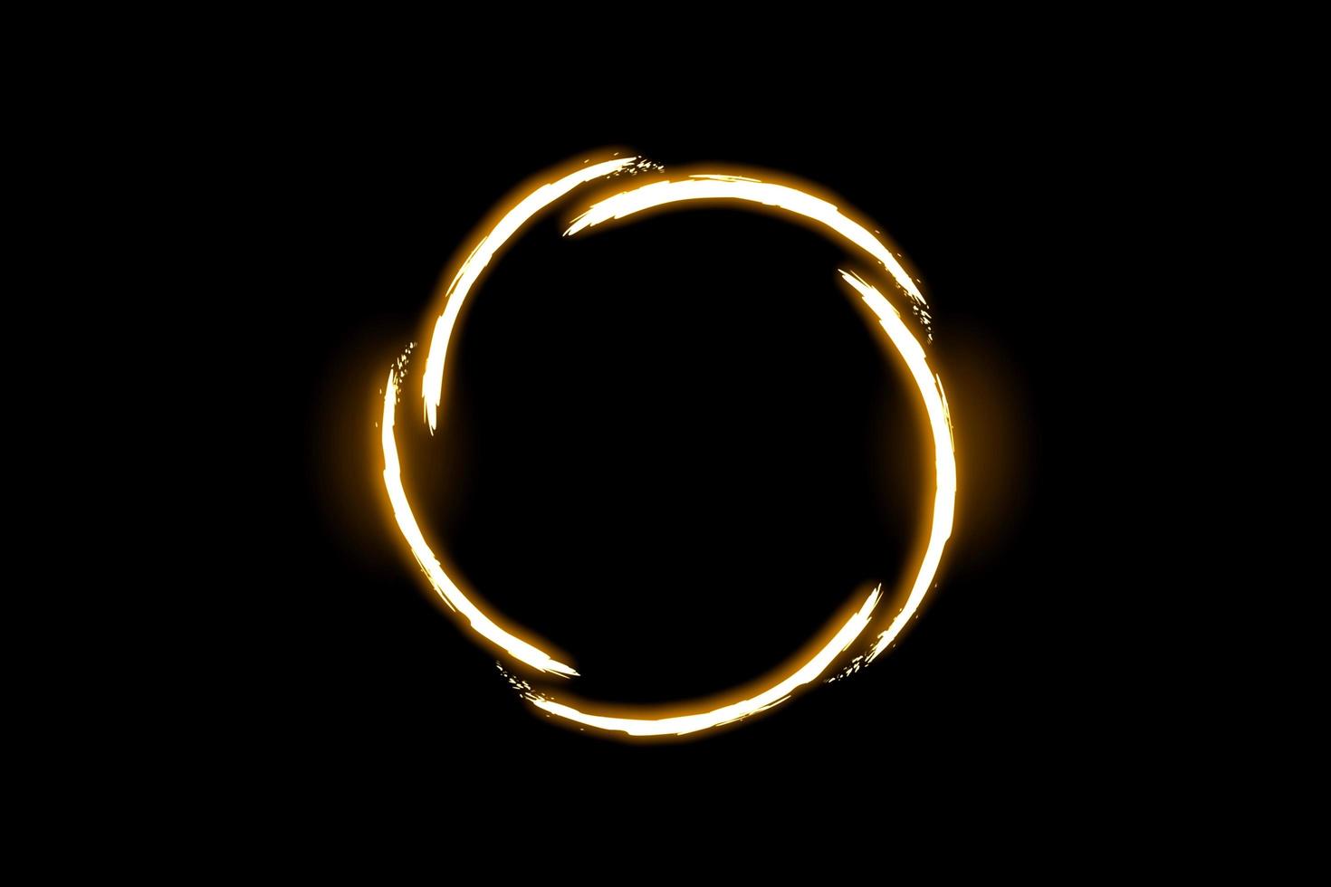 Abstract gold vortex. Shining lights in motion with particles on black background photo
