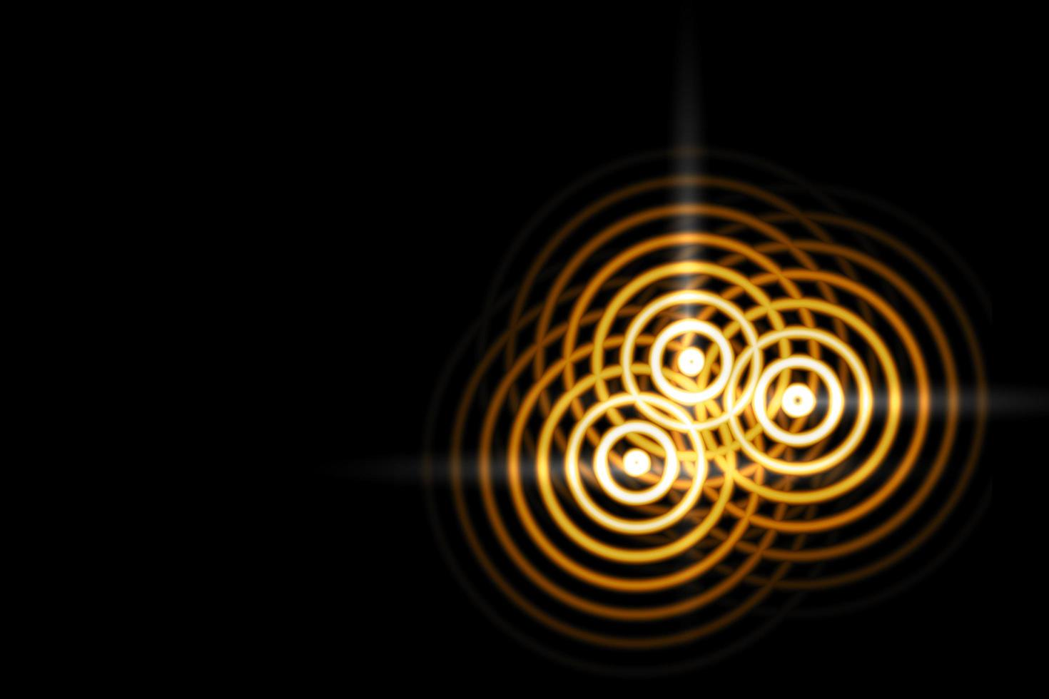 Abstract light background, gold sound waves oscillating with circle ring photo