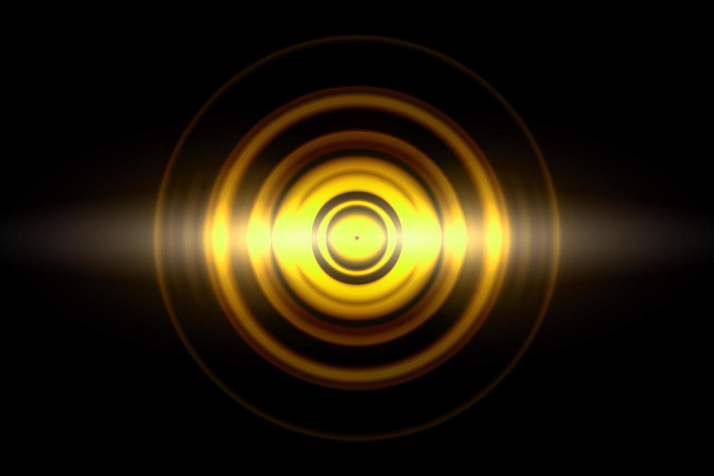 Sound waves oscillating yellow light with circle spin, abstract background photo