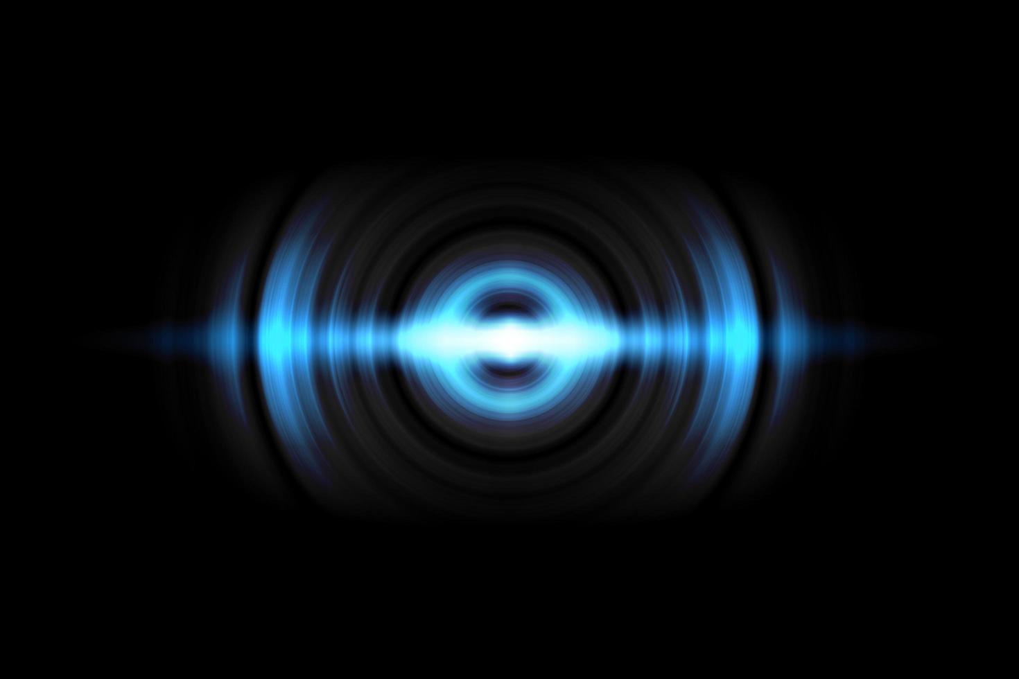 Abstract light blue circle effect with sound waves oscillating on black background photo