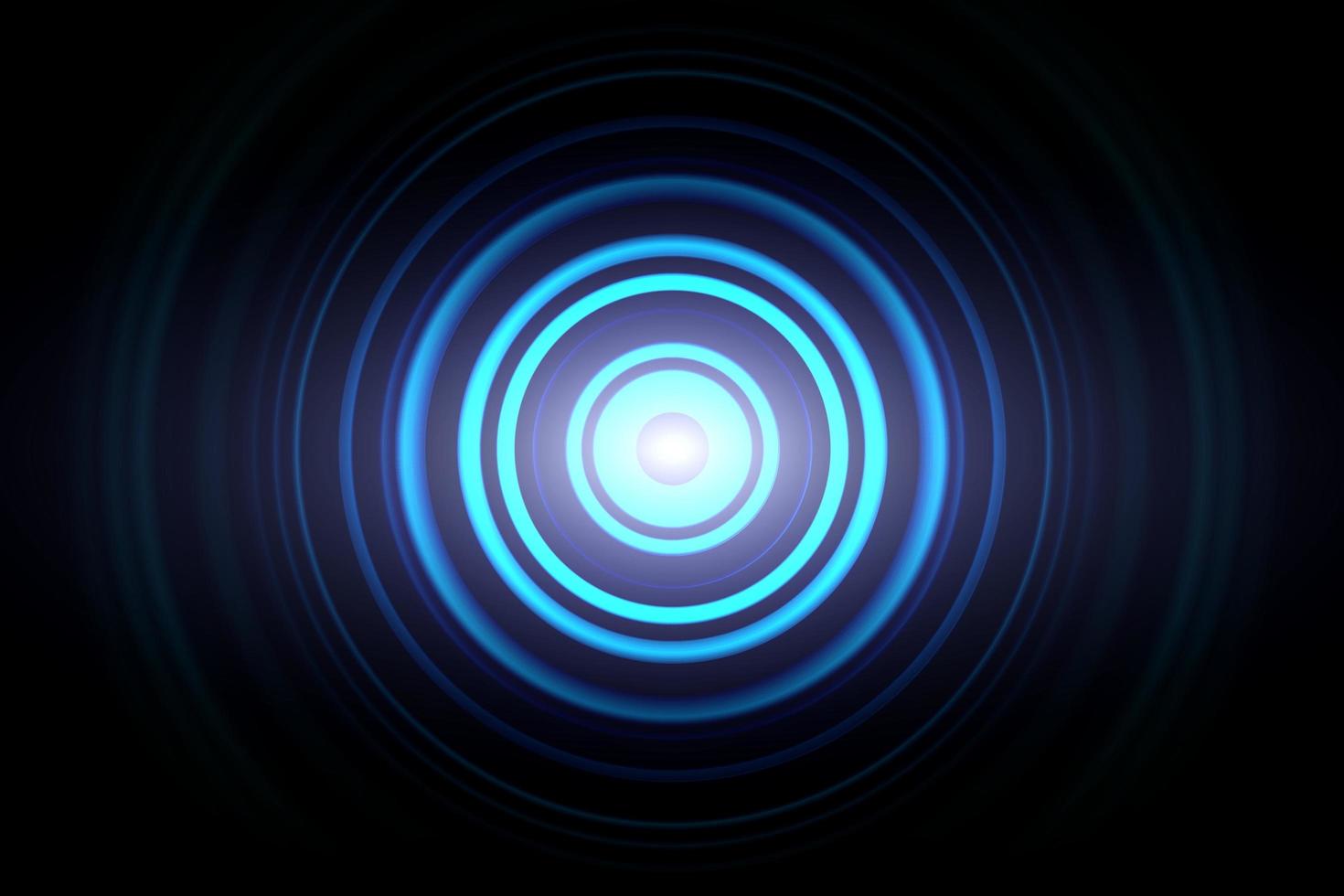 Abstract glowing circle blue light effect with sound waves oscillating background photo