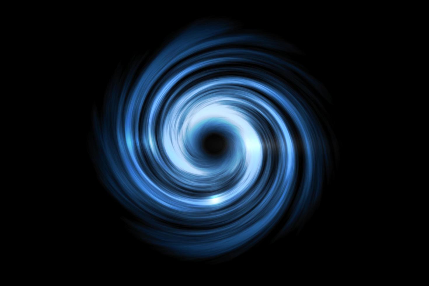 Abstract black hole with light blue spiral tunnel on black background photo