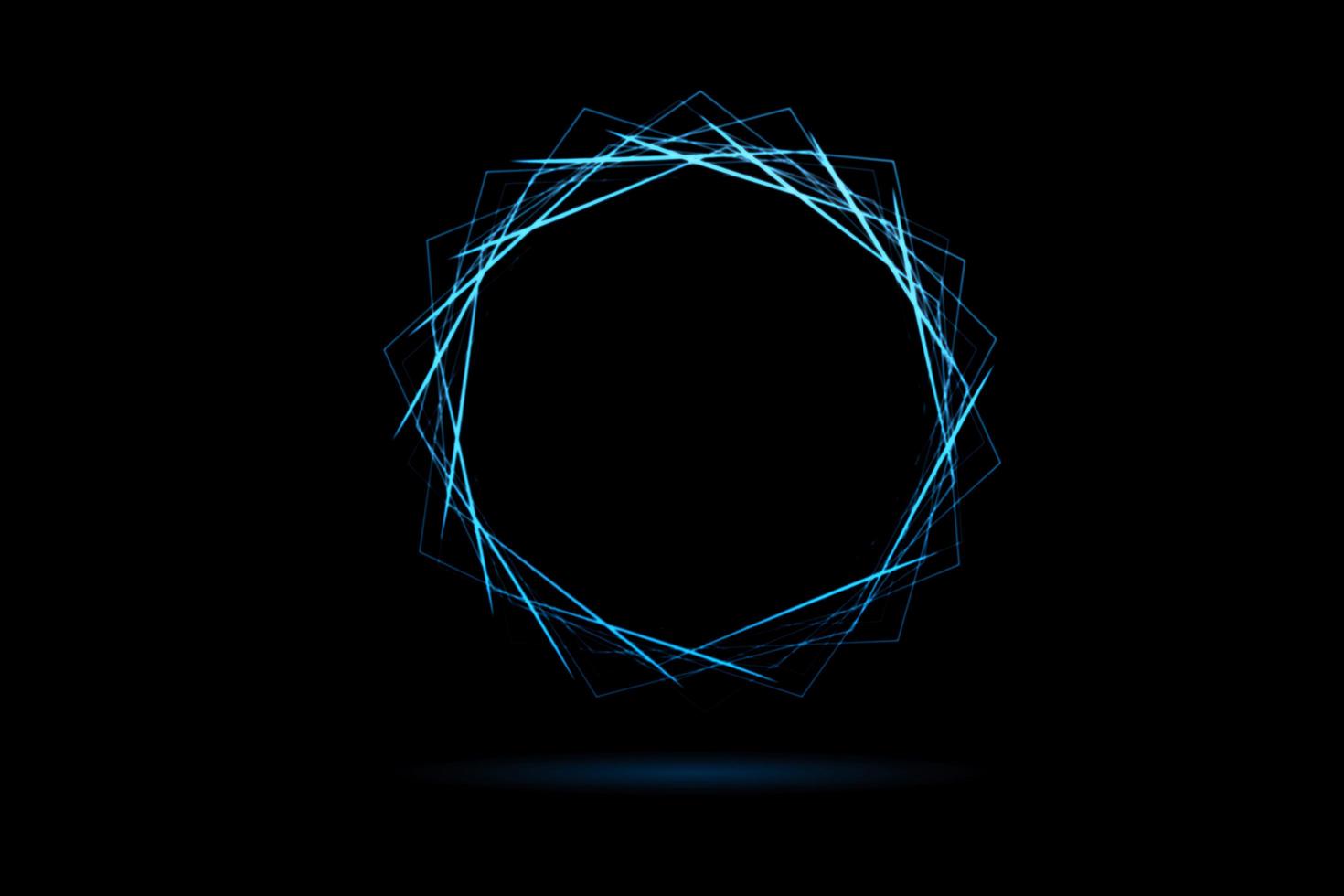 Abstract blue tunnel with wireframe polygonal element on black background photo