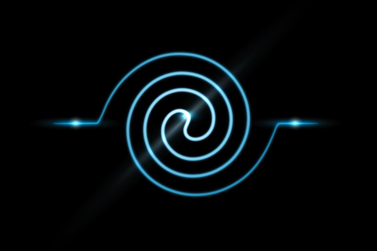 Abstract blue spiral line and swirl motion twisting circles with light effect on black background photo