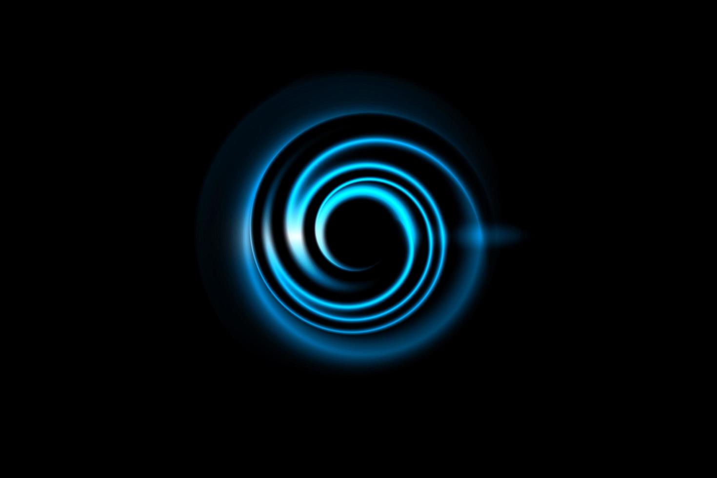 Abstract blue circle with light spiral on black background photo